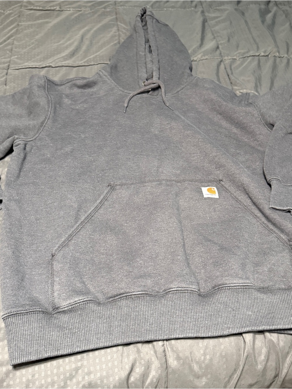 Carhartt Hoodie Mens XL Gray Original Fit Logo Lined Sweatshirt Pullover